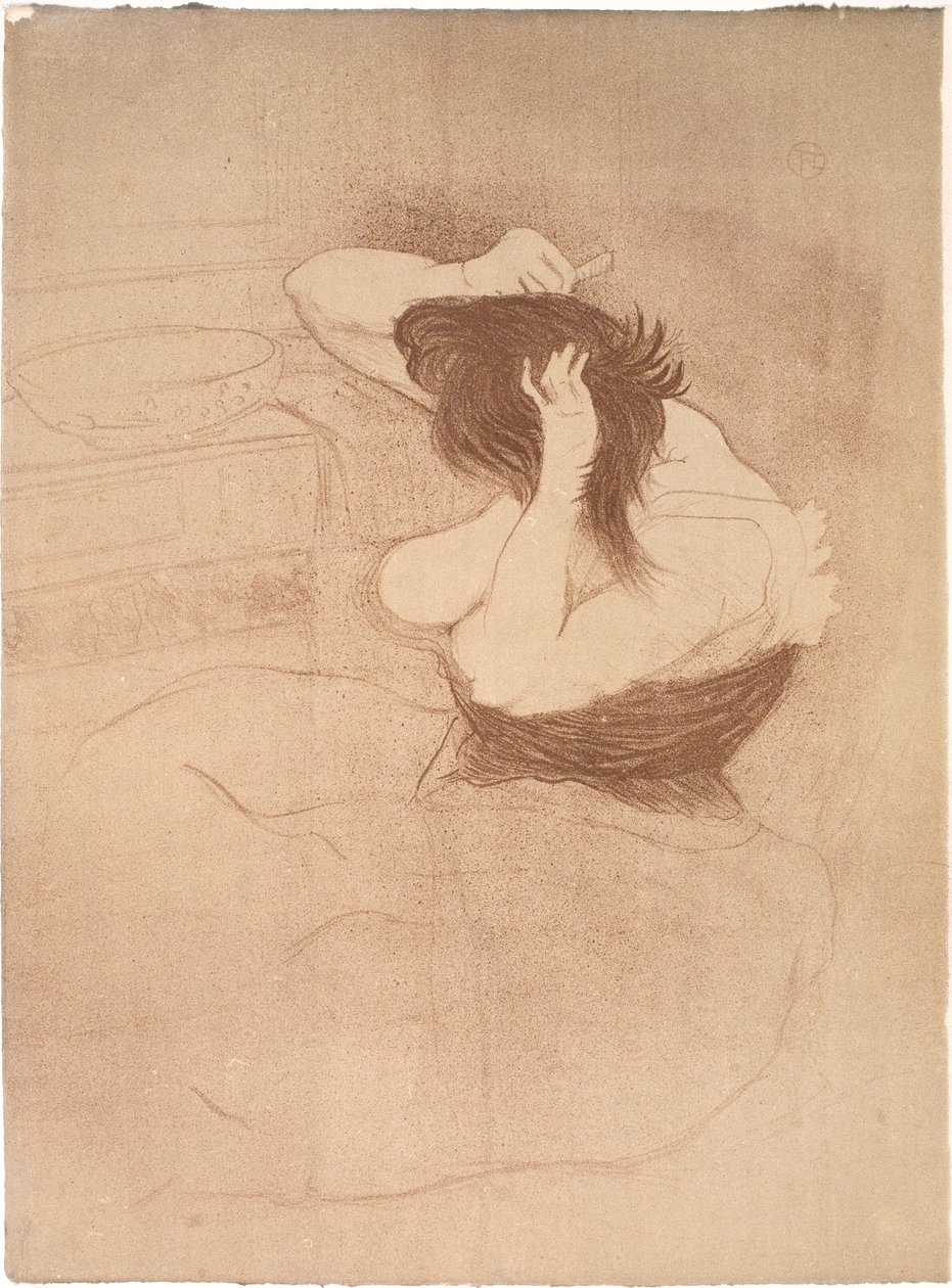 Žena si česá vlasy, účes od Henri de Toulouse Lautrec