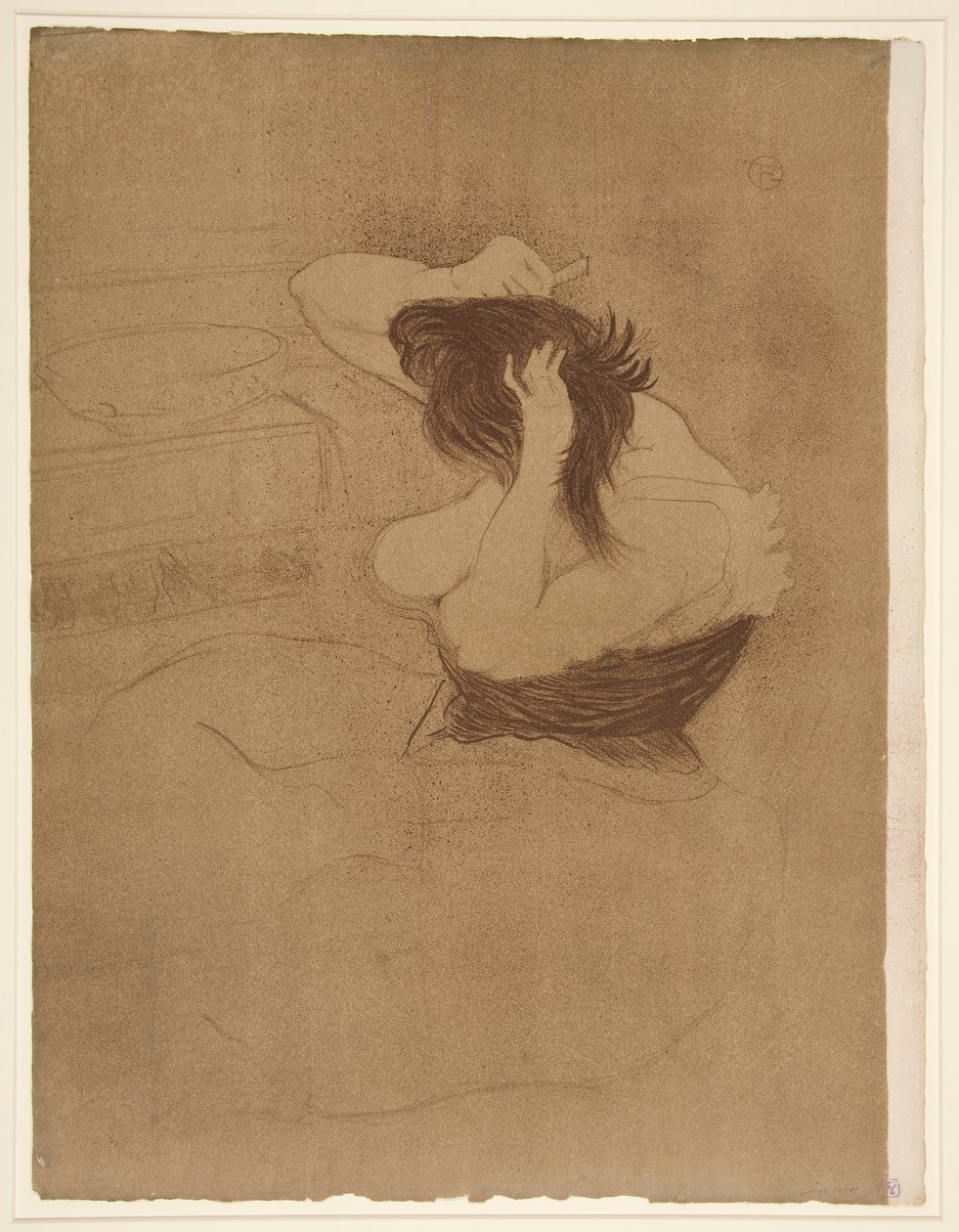 Žena, která si česá vlasy, účes (Woman Coming Her Hair), ze série Elles od Henri de Toulouse Lautrec