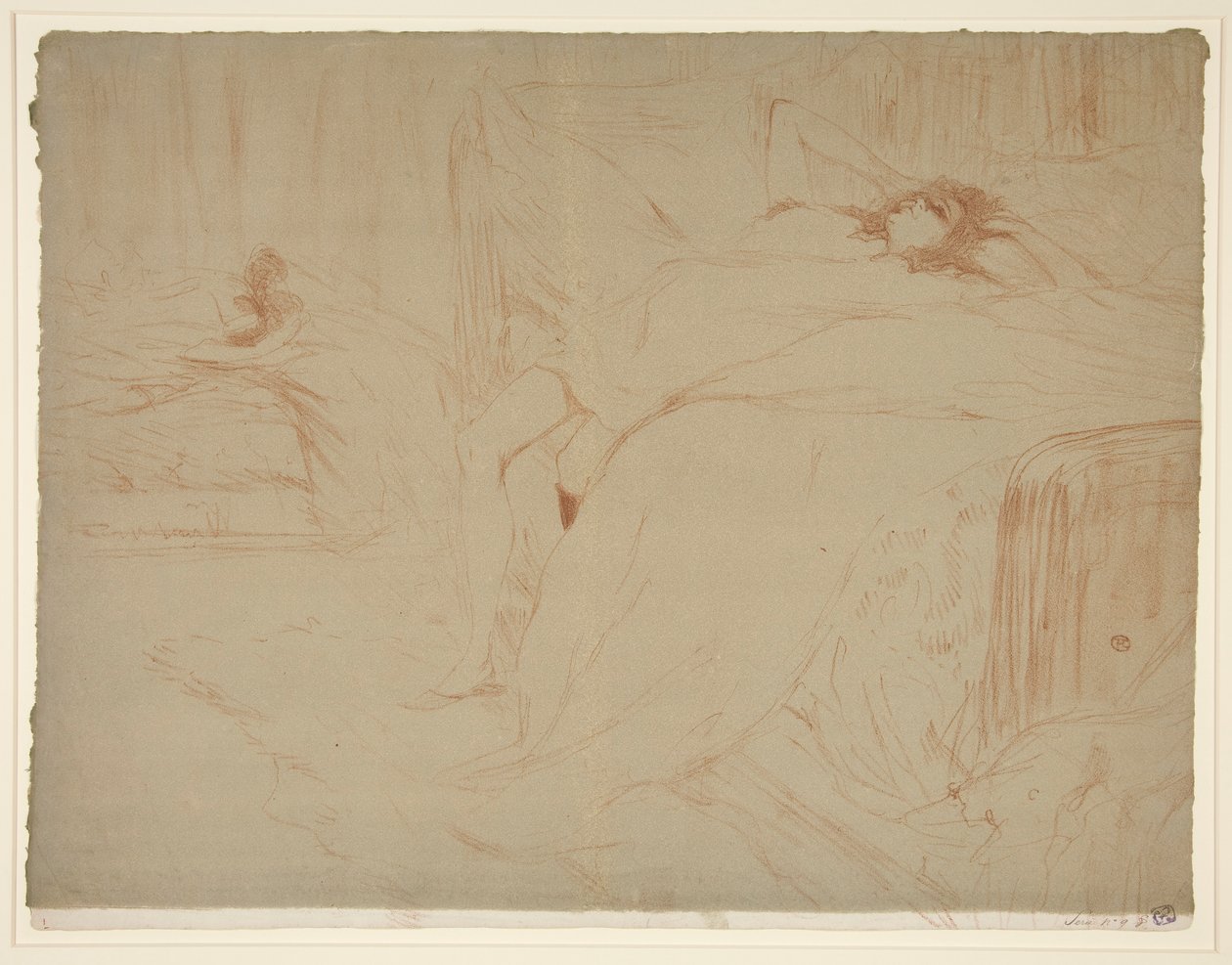Femme sur le dos, malátnost (žena ležící na zádech, únava), ze série Elles od Henri de Toulouse Lautrec