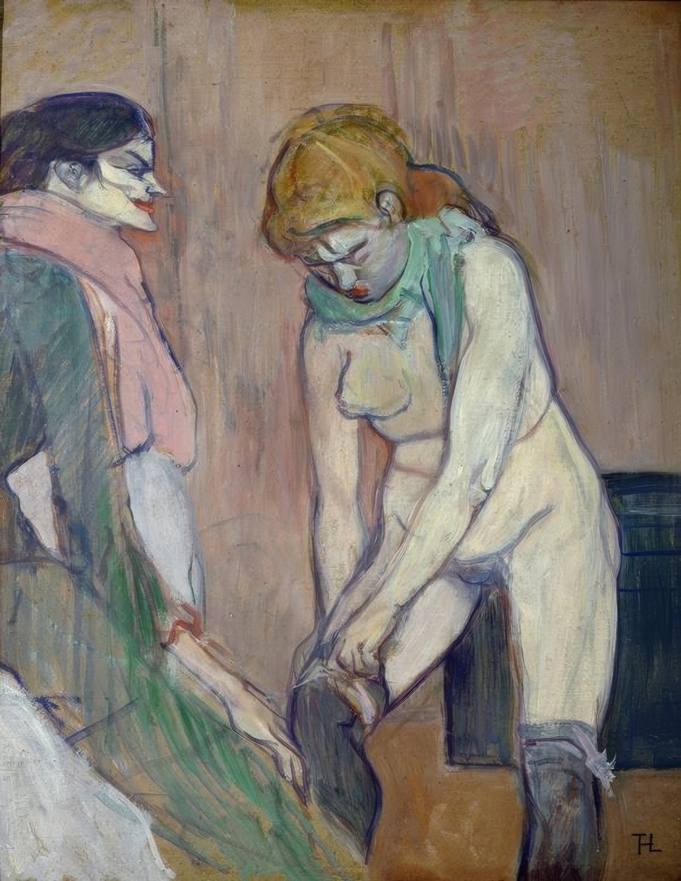 Žena tahání punčochy od Henri de Toulouse Lautrec