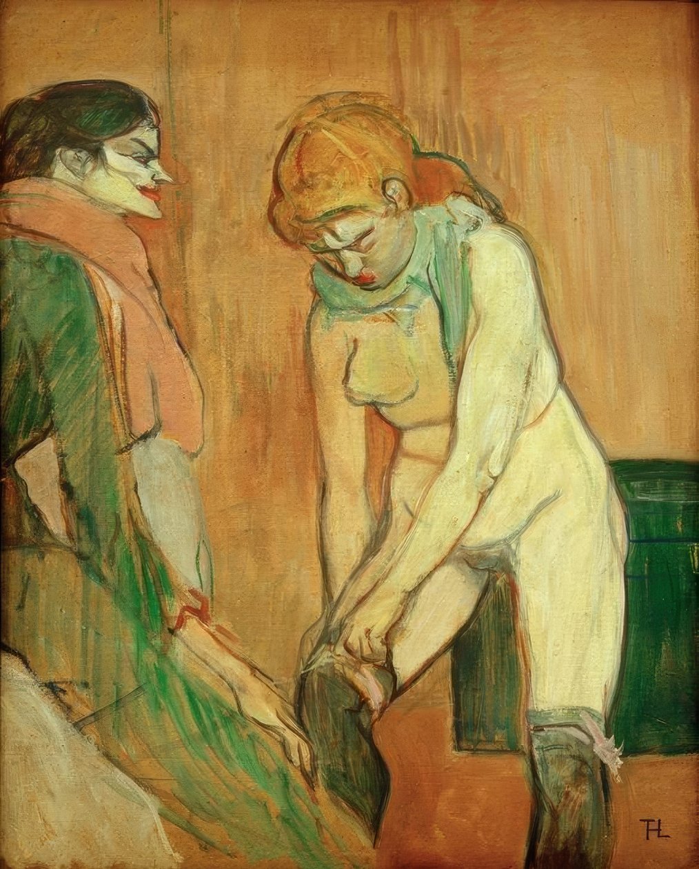 Žena tahání punčochy od Henri de Toulouse-Lautrec