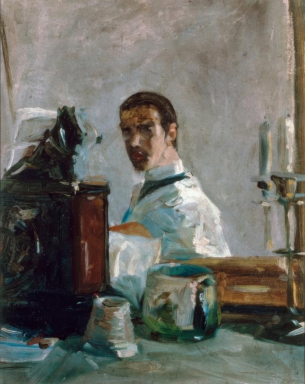Henri de Toulouse-Lautrec sám (Autoportrét před od Henri de Toulouse Lautrec