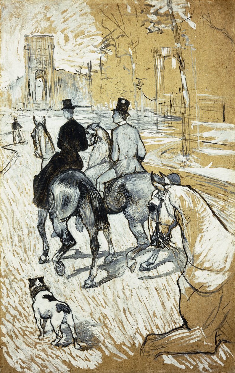 Jezdci na koních jedoucí směrem k Bois de Boulogne; Jezdci jedoucí do Bois de Bologna, 1888 od Henri de Toulouse Lautrec