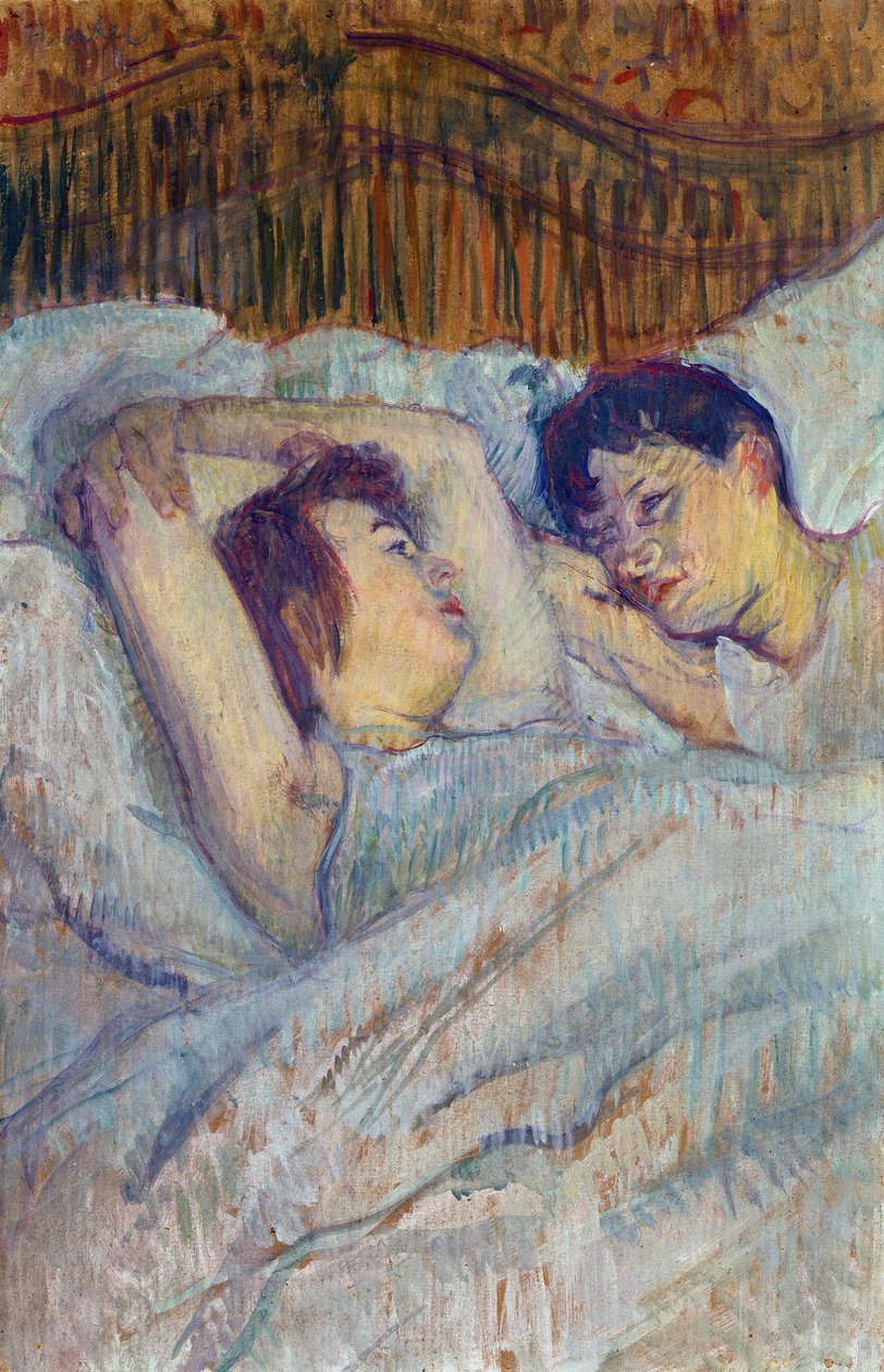 V posteli par Toulouse-Lautrec, Henri, de (1864-1901). Olej na kartonu od Henri de Toulouse Lautrec