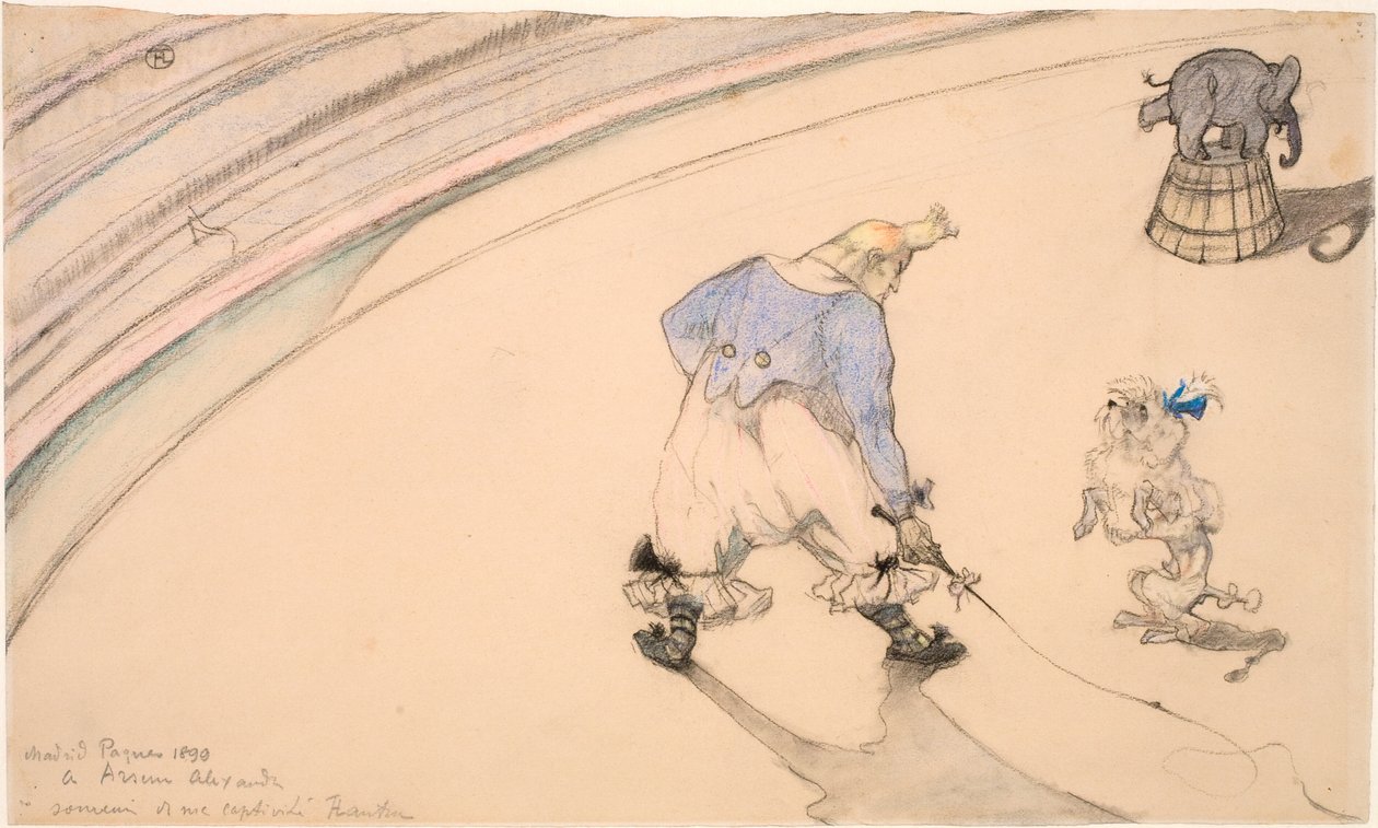 V cirkuse - Klaun Footit jako krotitel zvířat od Henri de Toulouse Lautrec