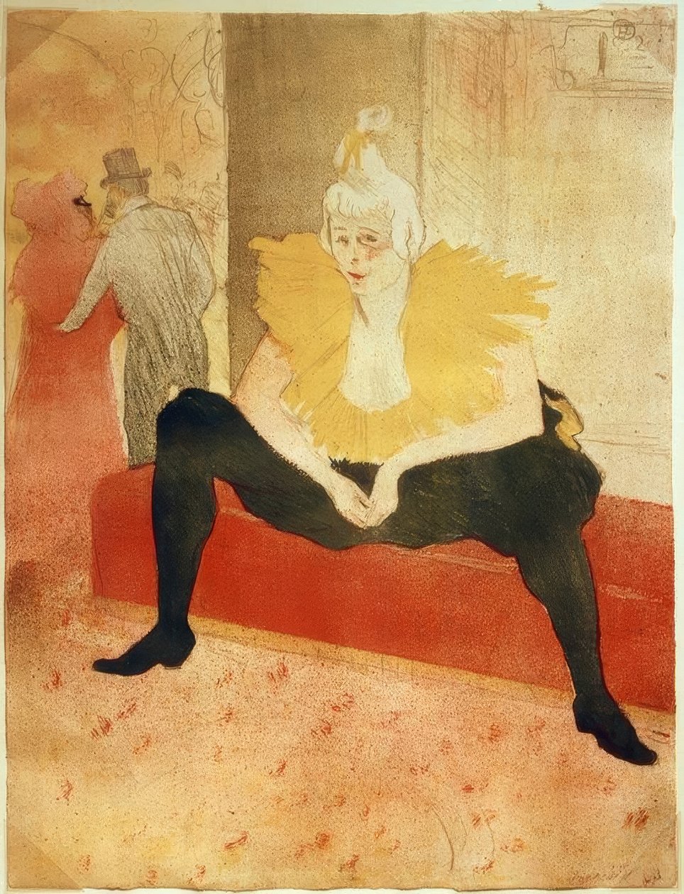 Clowness, sedí od Henri de Toulouse Lautrec