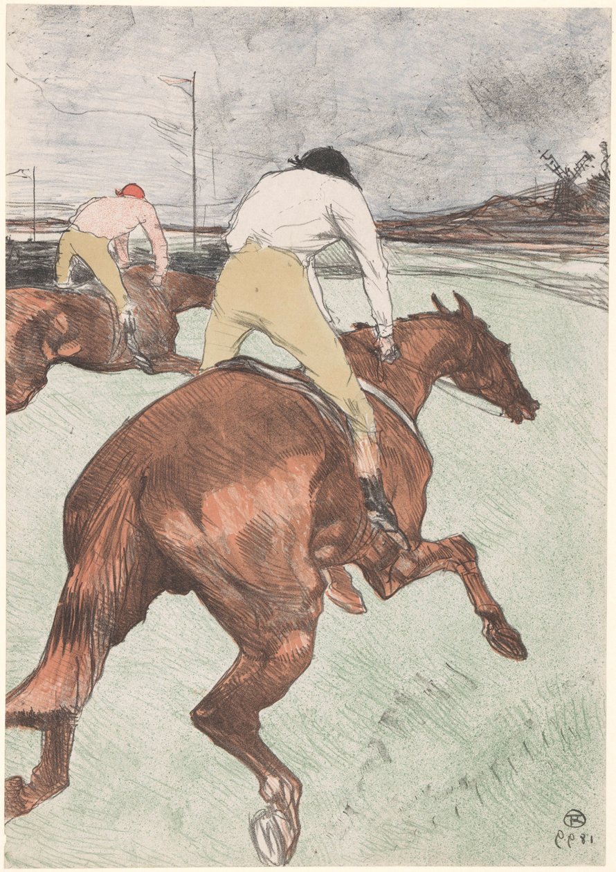 "Le Jockey" Dva žokejové na koních Le žokej (původní název) Koňské dostihy (název seriálu) Kurzy (název série) od Henri de Toulouse Lautrec