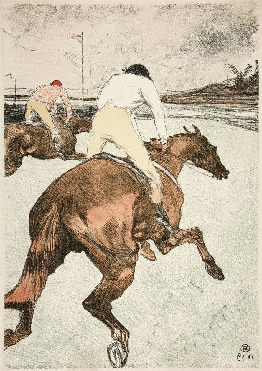 The Jockey – Dostihové koně, hospoda. 1899 (barevné lito) od Henri de Toulouse Lautrec