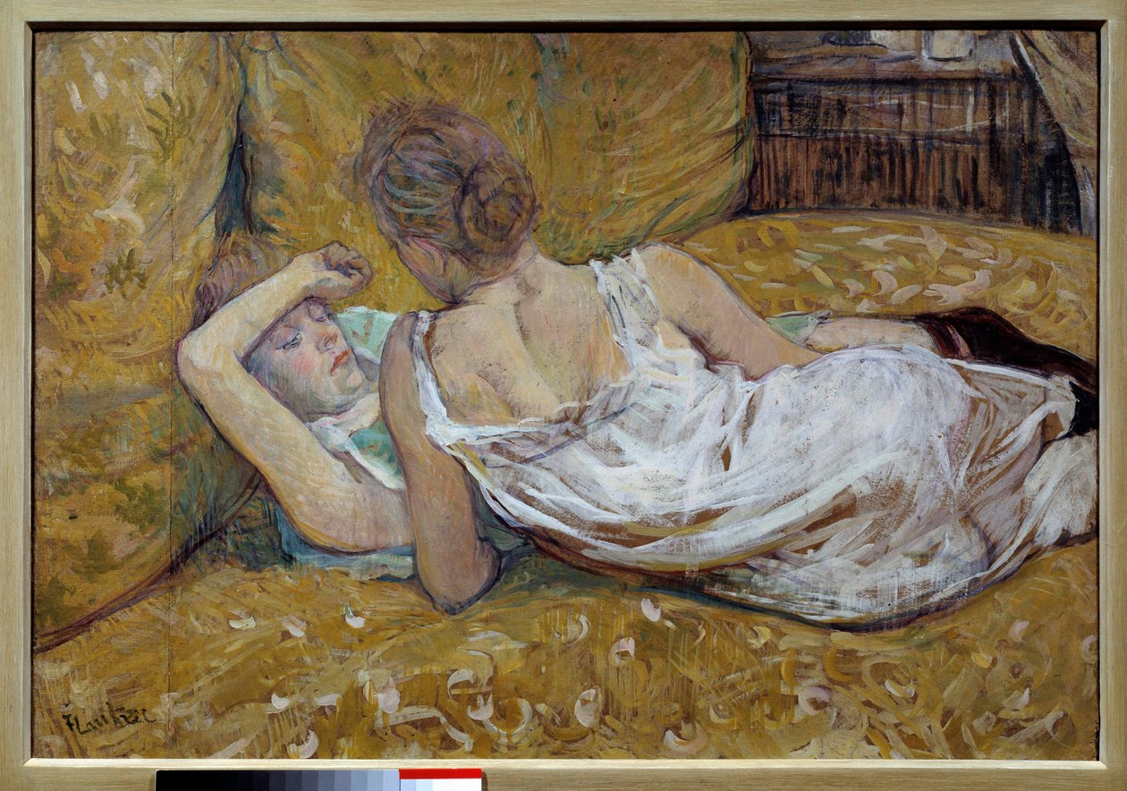 Les deux friendies Mladé ženy ležící na posteli - Obraz Henriho de Toulouse Lautreca (1864-1901) 1895 Collection privee - Dva přátelé - Obraz Henriho de Toulouse Lautreca (1864-1901) od Henri de Toulouse Lautrec