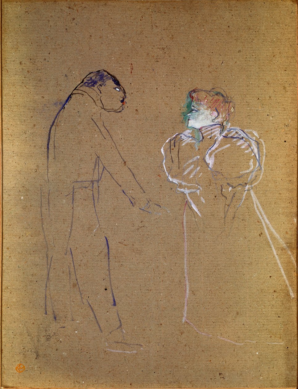 Lucien Germain Guitry (1860-1925) a Jeanne Granier. Kresba Henri de Toulouse-Lautrec (Toulouse Lautrec od Henri de Toulouse Lautrec