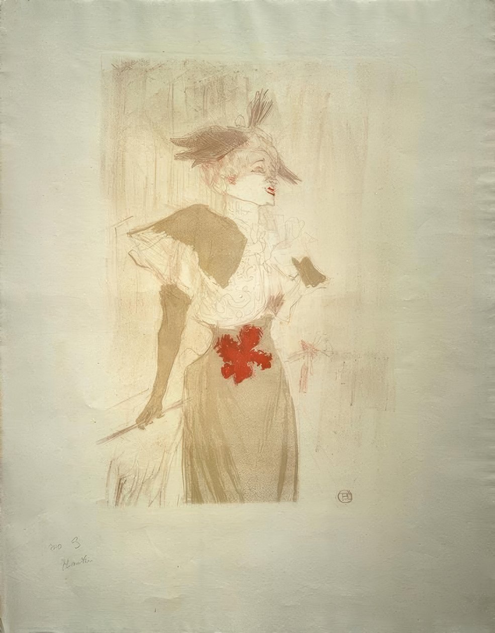 Slečna Marcelle Lenderová, stojící od Henri de Toulouse Lautrec