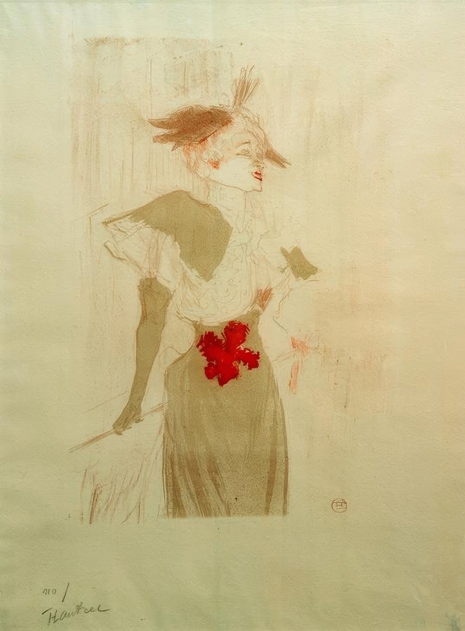 Slečna Marcelle Lenderová, stojící od Henri de Toulouse Lautrec
