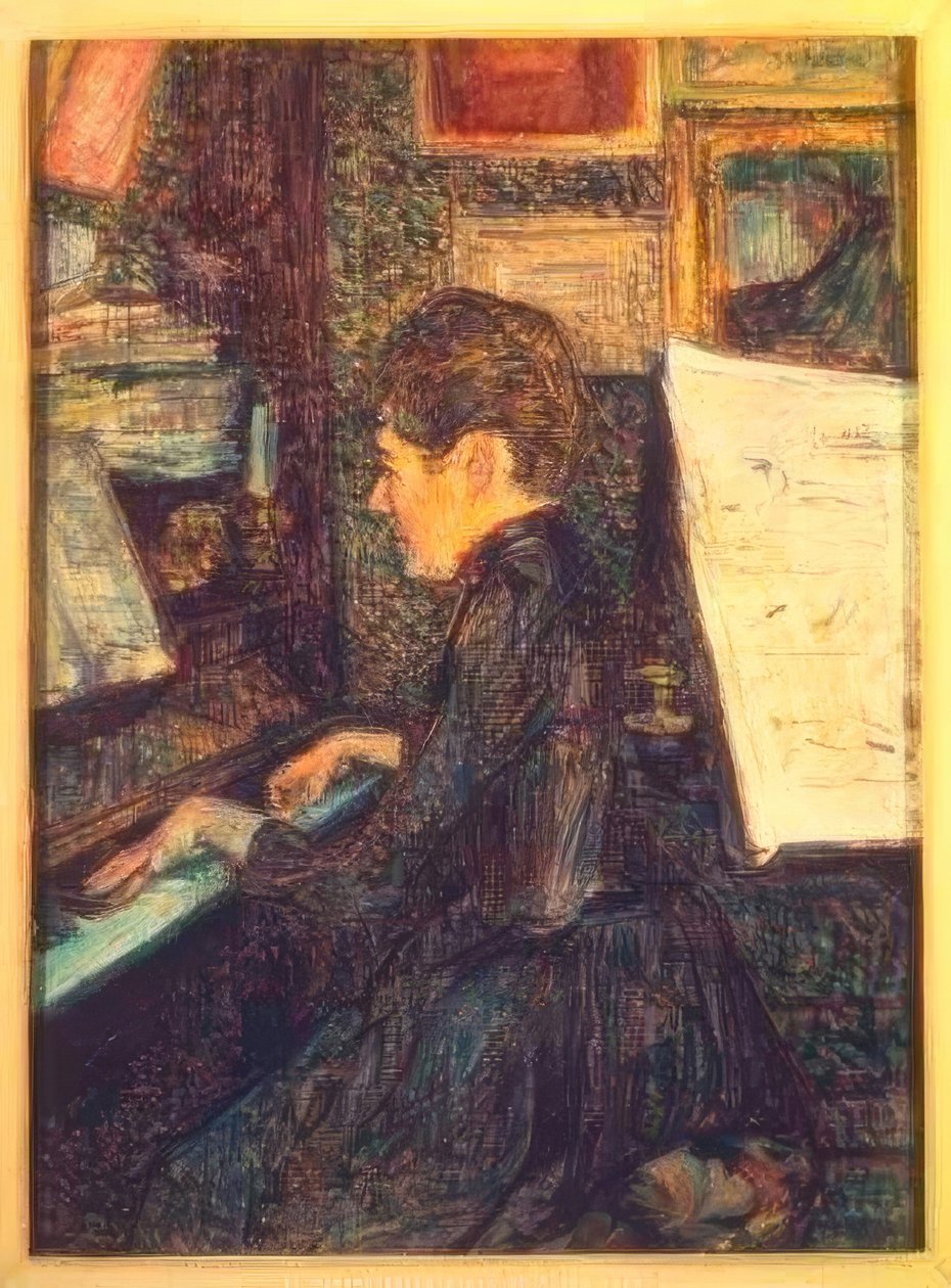 Slečna Marie Dihau u klavíru od Henri de Toulouse Lautrec