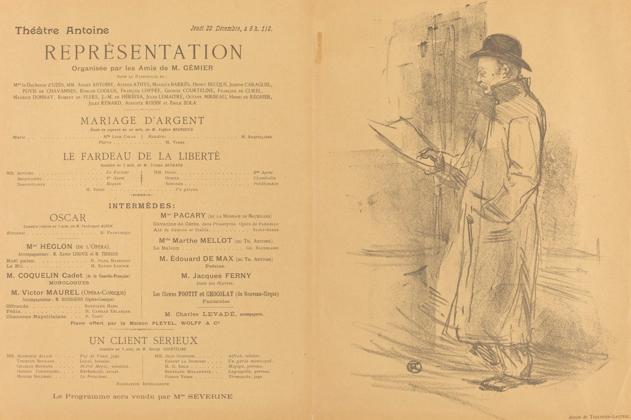 Stříbrná svatba; Břemeno svobody; Seriózní klient [přední strana] od Henri de Toulouse Lautrec