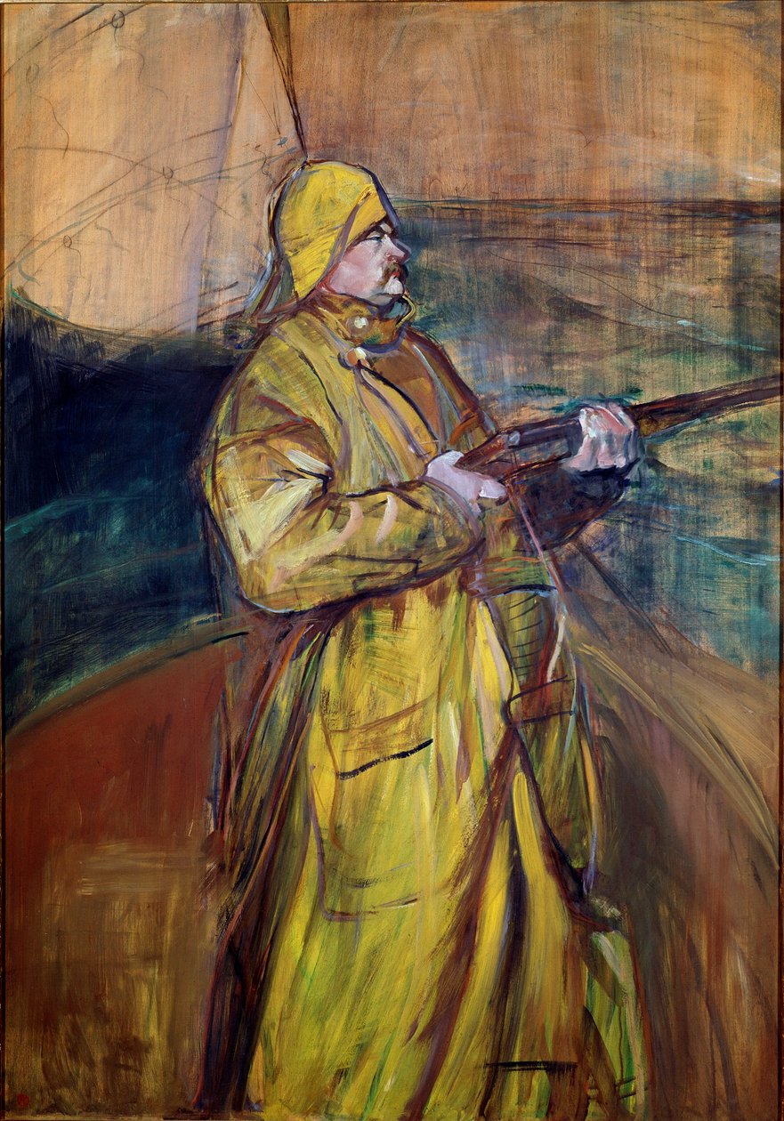 Maurice Joyant v zálivu Somme. Maurice Joyant (1866-1930), spisovatel a majitel galerie s voskem a brokovnicí. Obraz Henri de Toulouse-Lautrec (Toulouse Lautrec od Henri de Toulouse Lautrec
