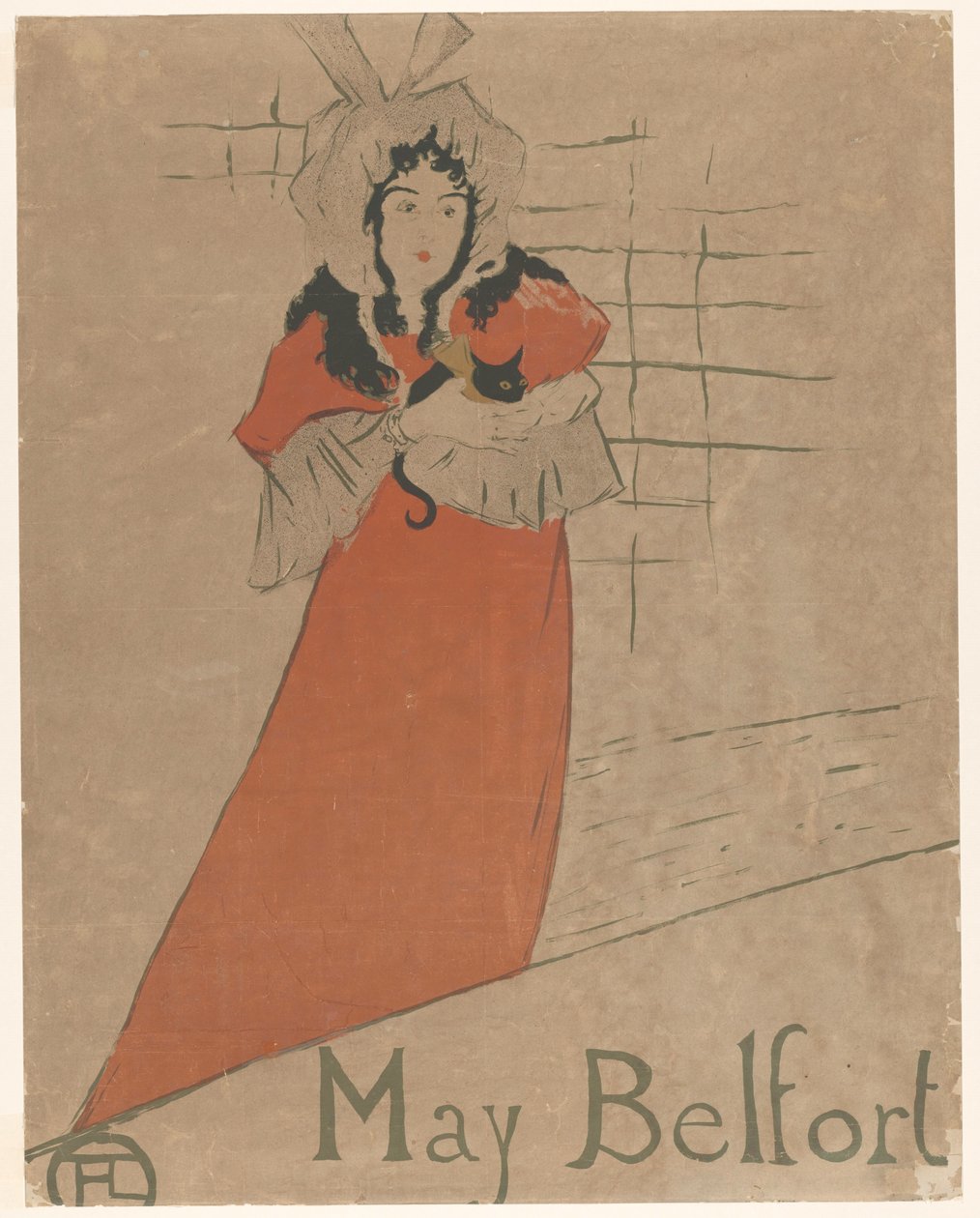 May Belfort s kočkou v náručí May Belfort (název na objektu) od Henri de Toulouse Lautrec