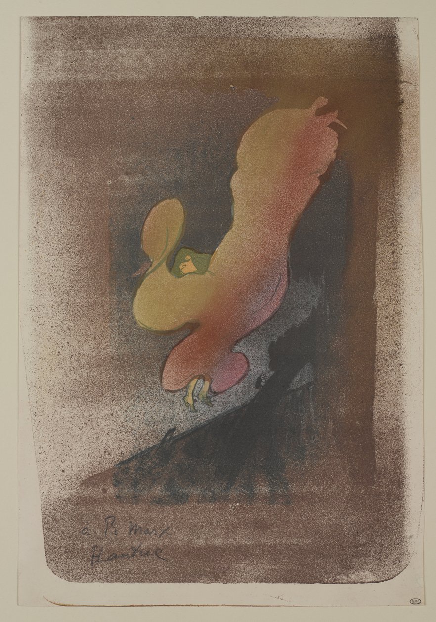 Slečna Loïe Fuller, 1893 (barevná litografie na tkaném papíře) od Henri de Toulouse Lautrec