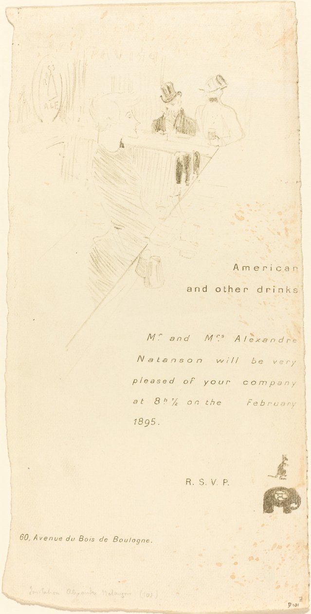 Pozvánka pana a paní Alexandre Natansonových od Henri de Toulouse Lautrec