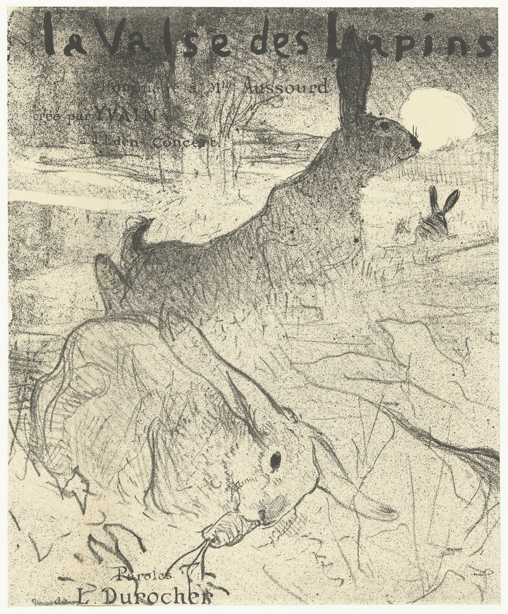 Obal na noty s písní La Valse des Lapins s králíky v krajině La Valse des lapins (název na objektu) od Henri de Toulouse Lautrec