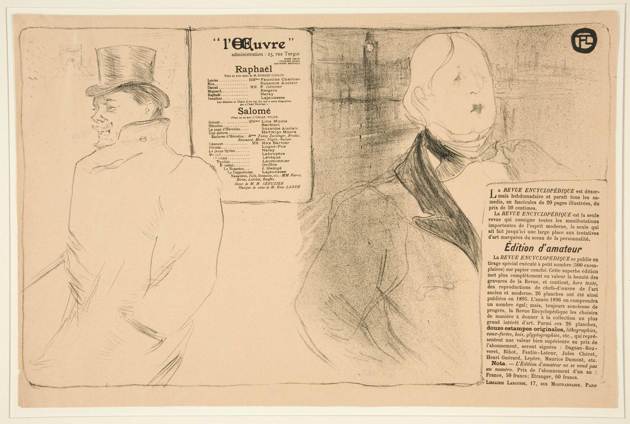 Oscar Wilde a Romain Coolus (Oscar Wilde a Romain Coolus) od Henri de Toulouse Lautrec