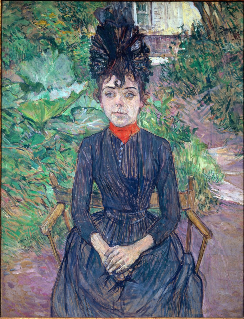 Portrét Justine Dieuhl - olej na kartonu od Henri de Toulouse Lautrec