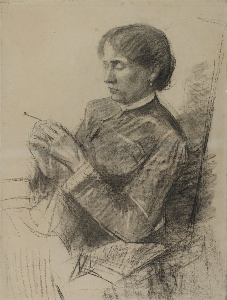 Portrét Madame la Comtesse Adele de Toulouse-Lautrec, 1882 (uhl na papíře) od Henri de Toulouse Lautrec