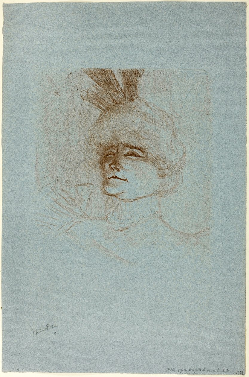 Portrét mademoiselle Marcelle Lenderové, tříčtvrteční pohled od Henri de Toulouse Lautrec