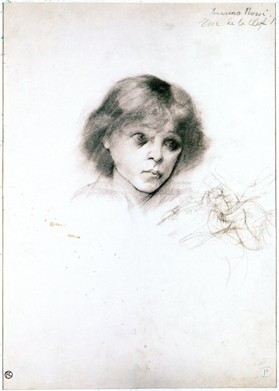 Portrét Severina Rossiho. 1883 (uhl na bílém papíře) od Henri de Toulouse Lautrec