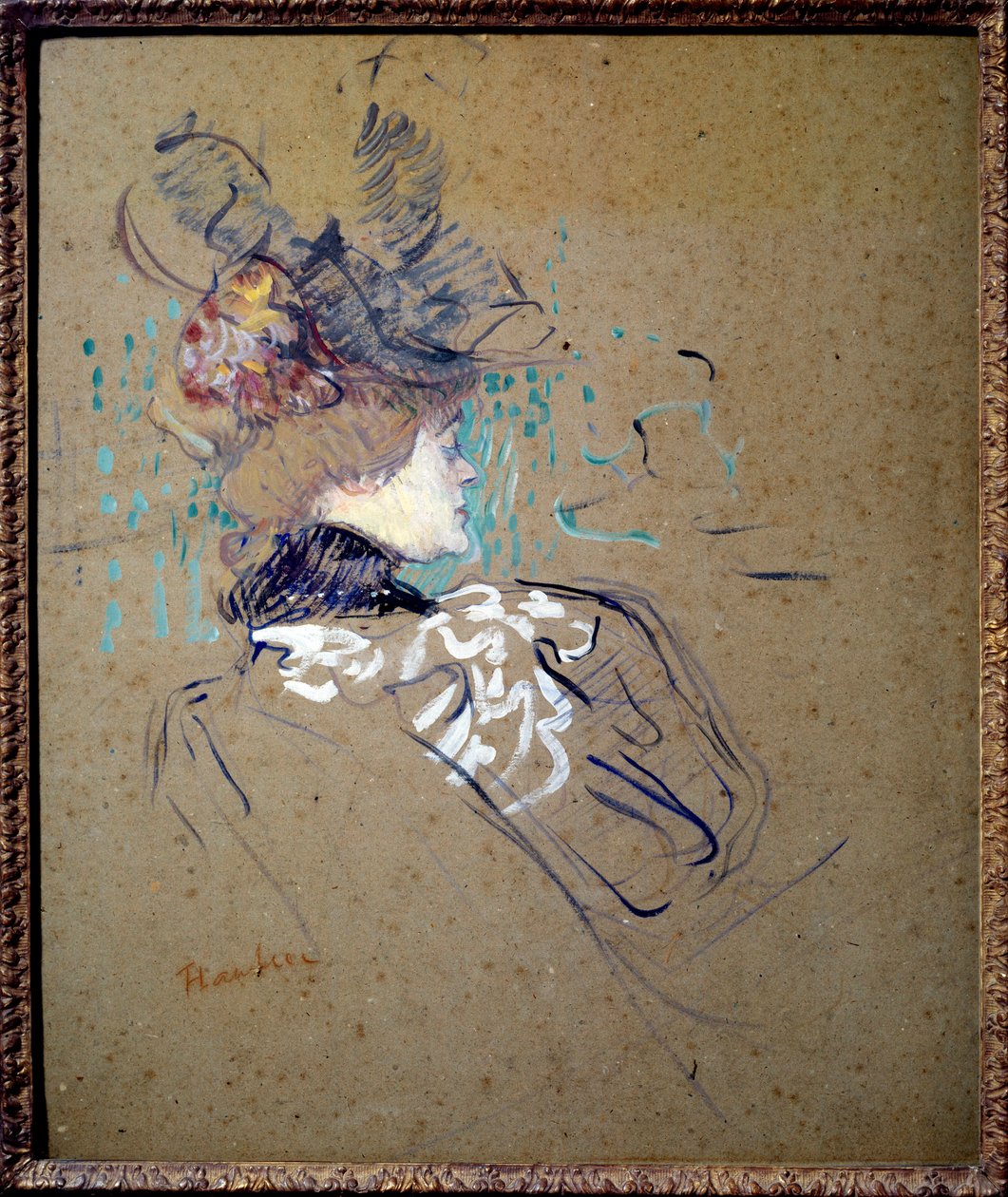 Portrét ženy z profilu (Madame Lucy) Olejomalba na kartonu od Henri de Toulouse Lautreca (1864-1901) 1896 Sun. 0,56x0,48 m Paříž, Musee d
