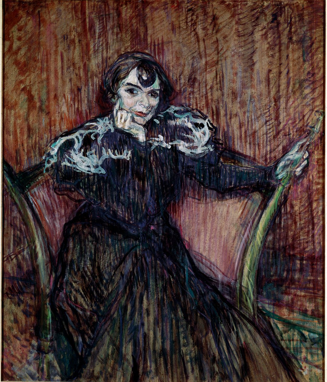 Portrét herečky Berthe Bady. Obraz Henri de Toulouse-Lautrec (Toulouse Lautrec od Henri de Toulouse Lautrec