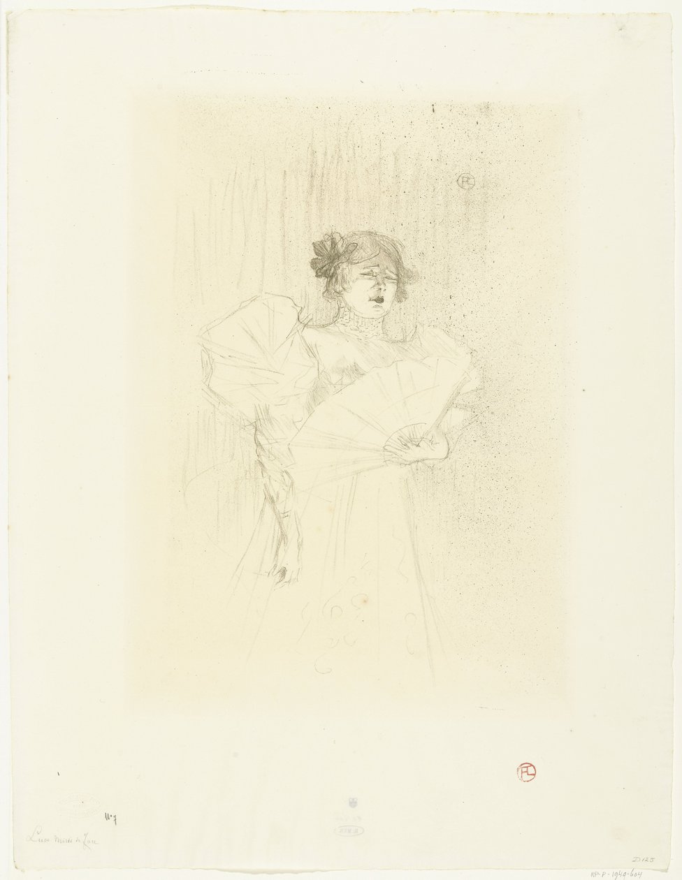 Portrét herečky Luce Myrès s ventilátorem Luce Myres ve tváři od Henri de Toulouse Lautrec