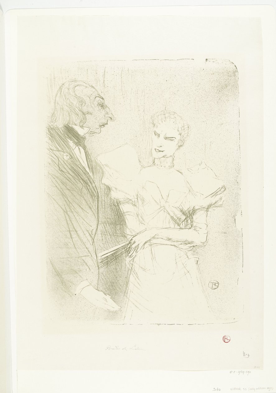 Herečka Portret van Marthe Brandès jako herec Louis-Pierre Leloir v toneelstuk Les Cabotins Brandès a Leloir v Cabotins od Henri de Toulouse Lautrec