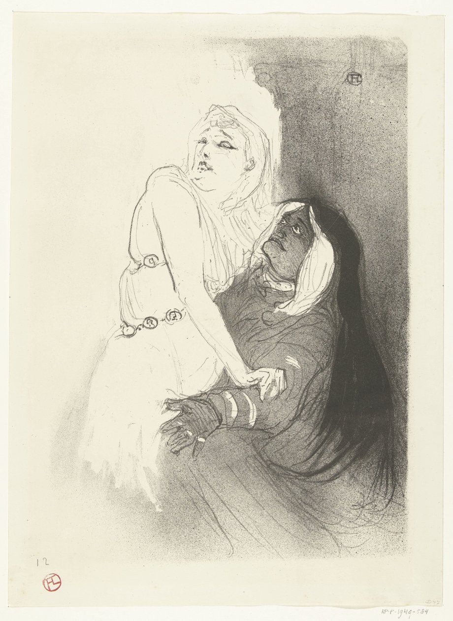 Herečka portrétní van Sarah Bernhardt v toneelstuk Phèdre (Phaedra) V době renesance. Sarah Bernhardt ve Phaedře od Henri de Toulouse Lautrec