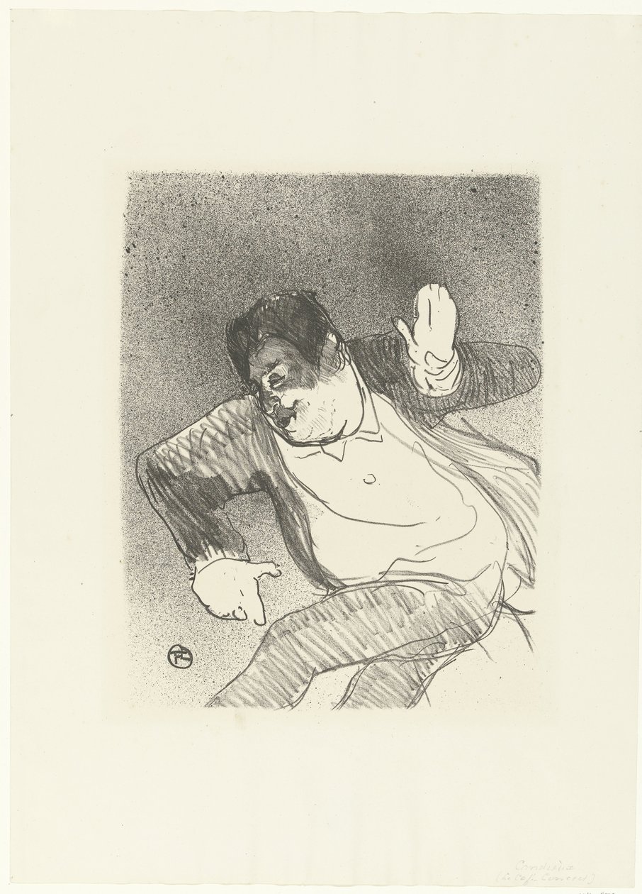 Portret van komiek Caudieux tančí v kasinu Petit Kasino Caudieux Petit Koncertní kavárna (název série) od Henri de Toulouse Lautrec