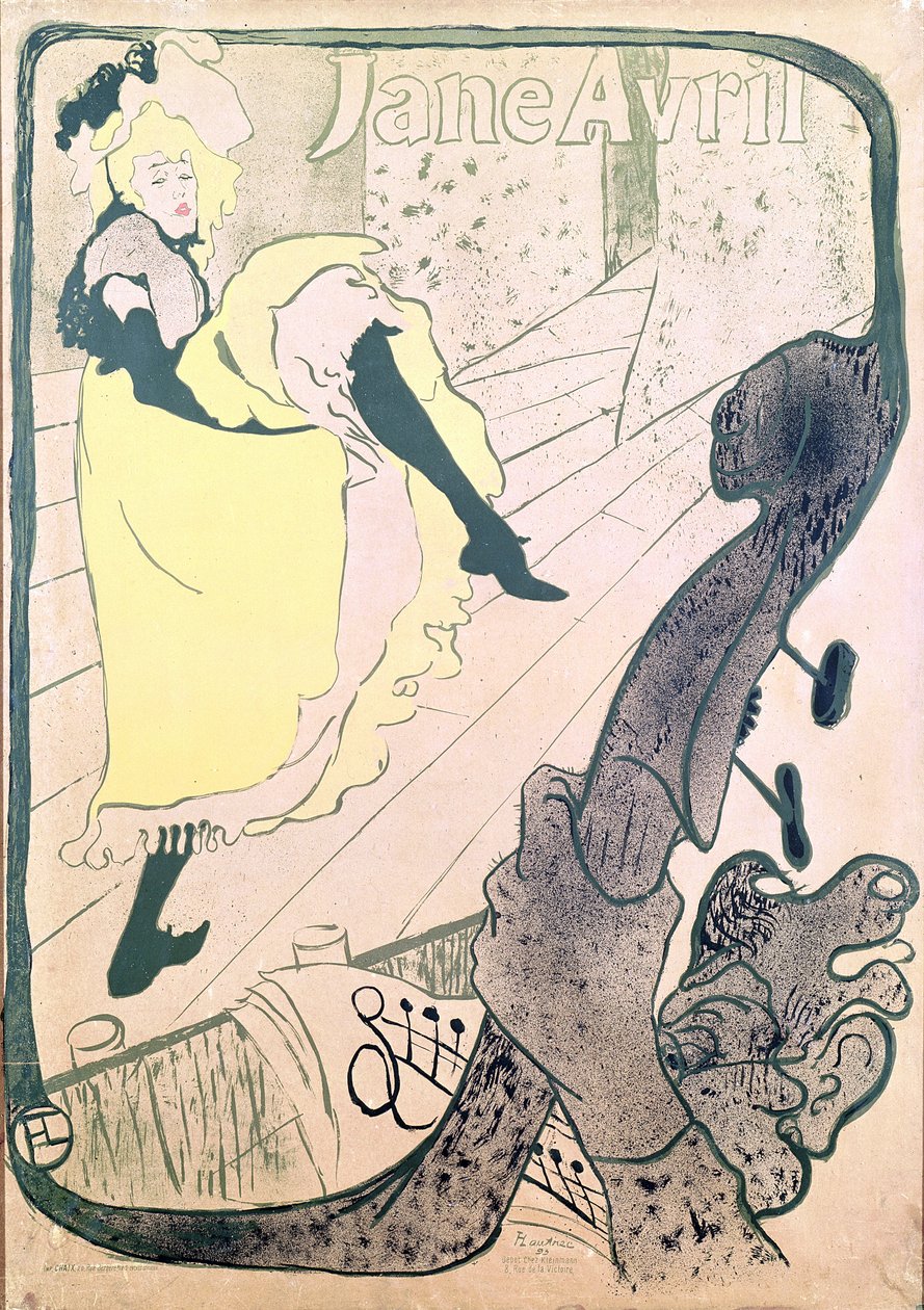 Reklamní plakát Jane Avril (1868-1943) v Jardin de Paris, 1893 (barevné lito) od Henri de Toulouse Lautrec