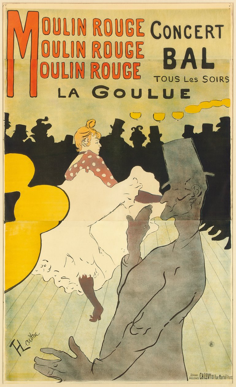 Plakát s reklamou „La Goulue“ v Moulin Rouge, 1891 od Henri de Toulouse Lautrec