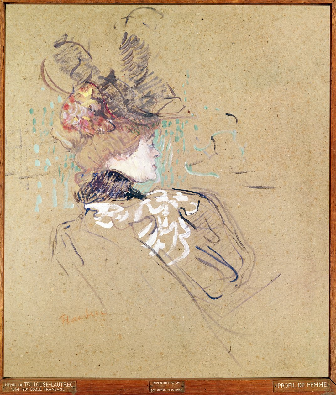 Profil ženy, 1896 (olej na kartě) od Henri de Toulouse Lautrec