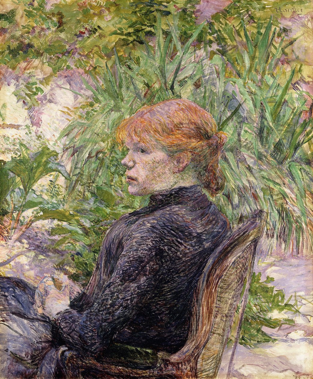 Zrzavá žena sedící v zahradě pana, 1889 od Henri de Toulouse Lautrec