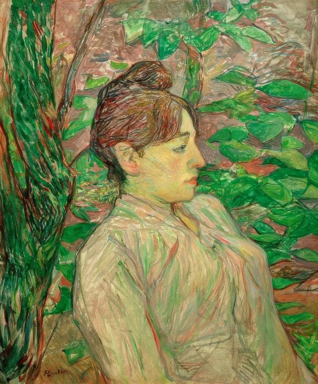 Pod zelení (žena sedící v zahradě) od Henri de Toulouse Lautrec