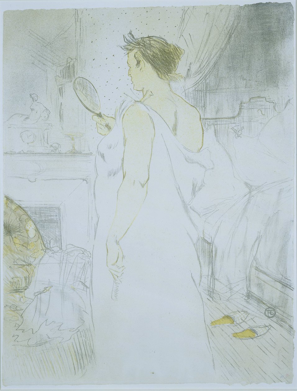 Stojící žena při pohledu do zrcadla Femme a glace (původní název) La glace a main (původní název) Ona (název seriálu) Ellen (název série) od Henri de Toulouse Lautrec