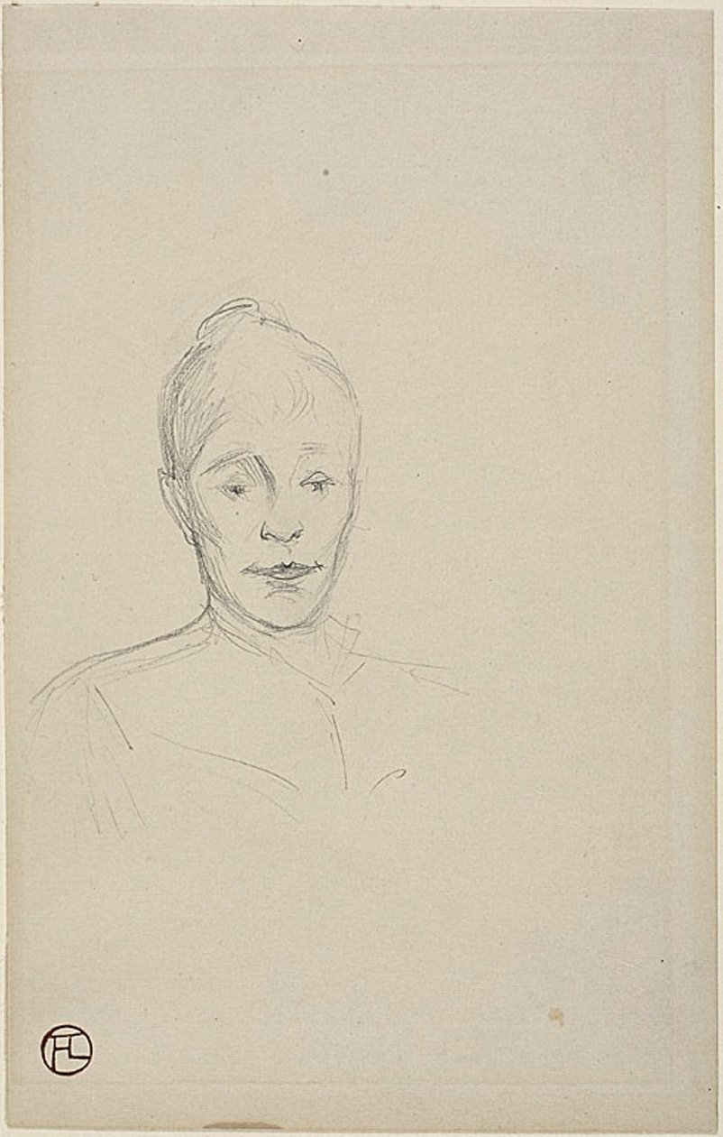 Studie: Tvář ženy s vysokým límcem od Henri de Toulouse Lautrec
