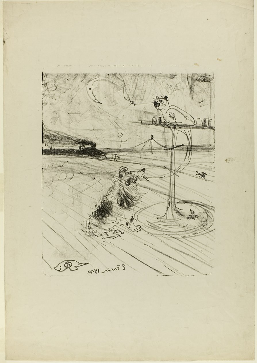 Pes a papoušek od Henri de Toulouse Lautrec