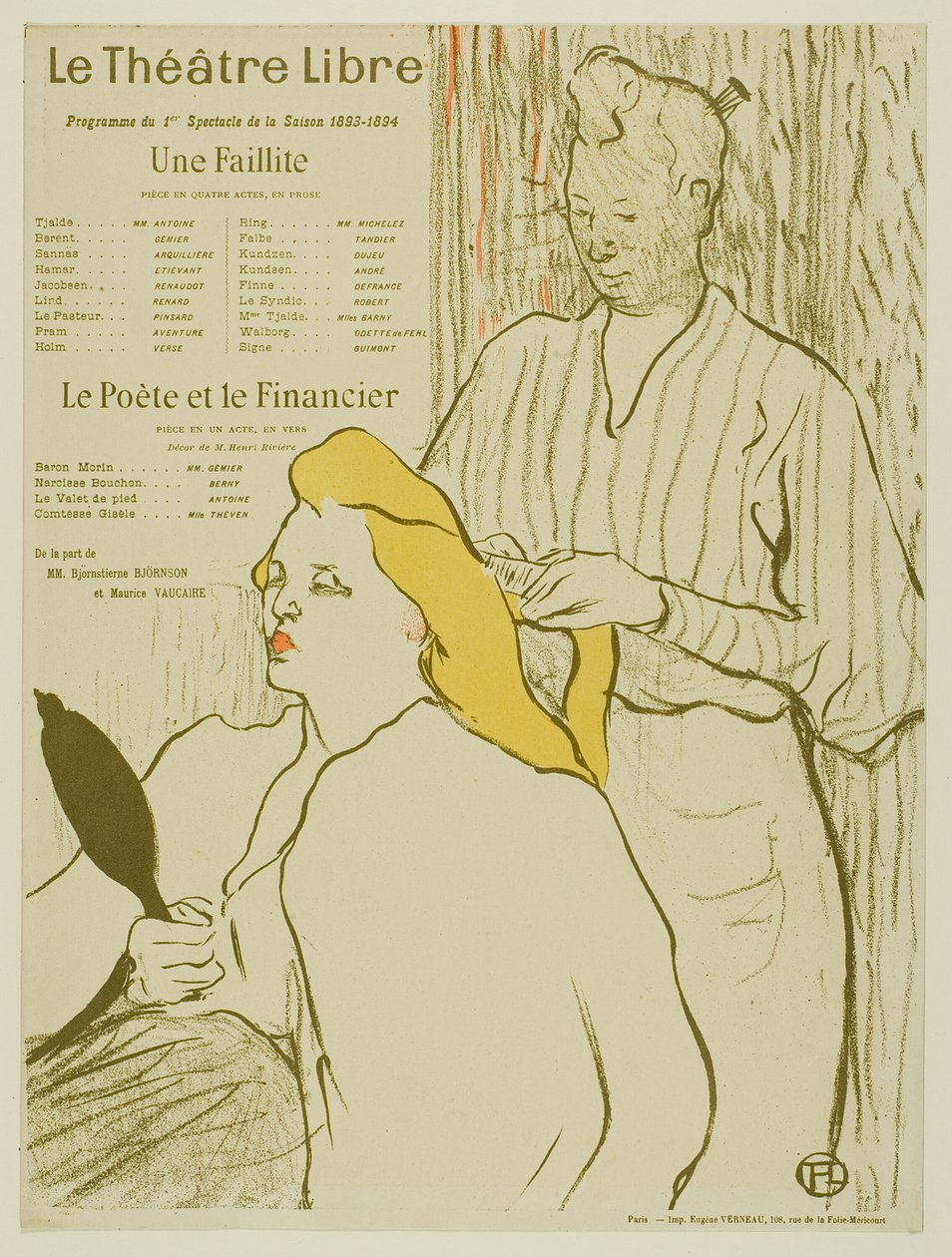 Kadeřník, Program pro Théâtre Libre od Henri de Toulouse Lautrec