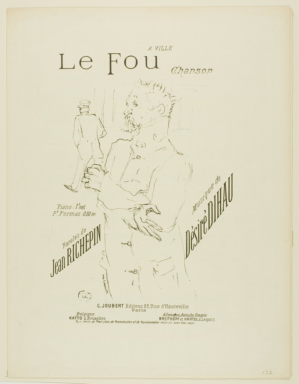 Šílenec, z Melodies od Désiré Dihau od Henri de Toulouse Lautrec