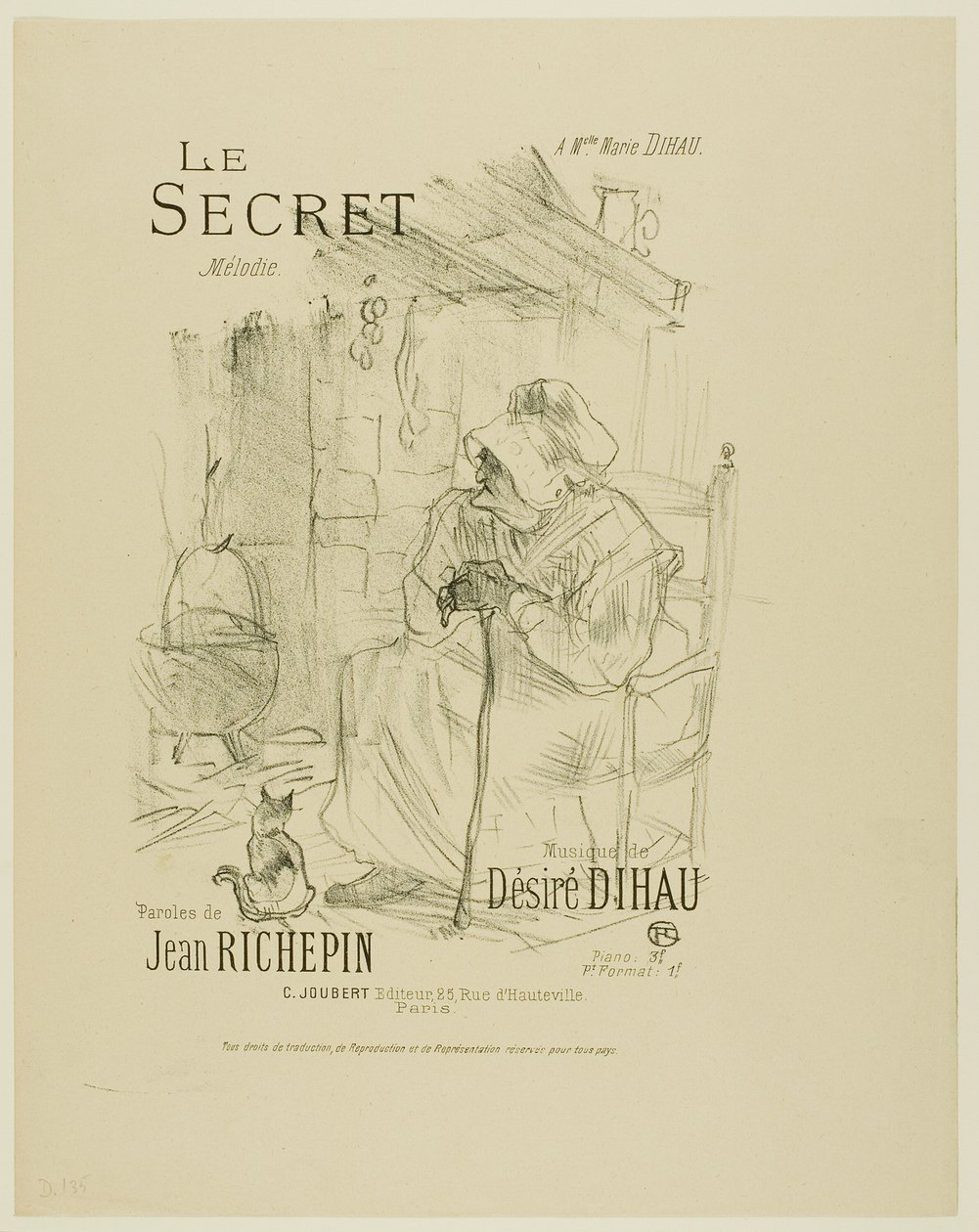 Tajemství, z Melodies od Désiré Dihau od Henri de Toulouse Lautrec