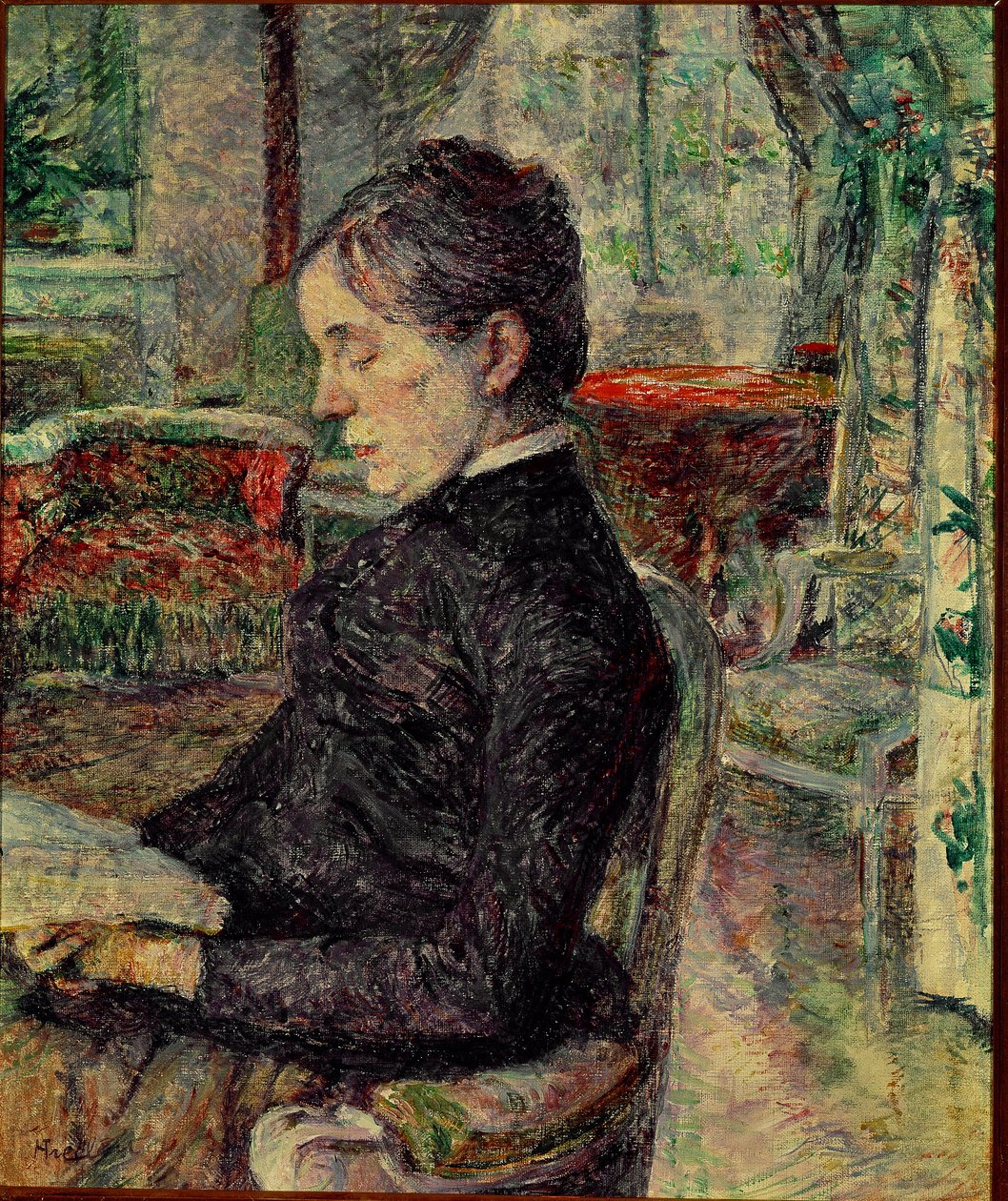 Matka malíře v Salonu v Malrome. Obraz Henri de Toulouse-Lautrec (Toulouse Lautrec od Henri de Toulouse Lautrec