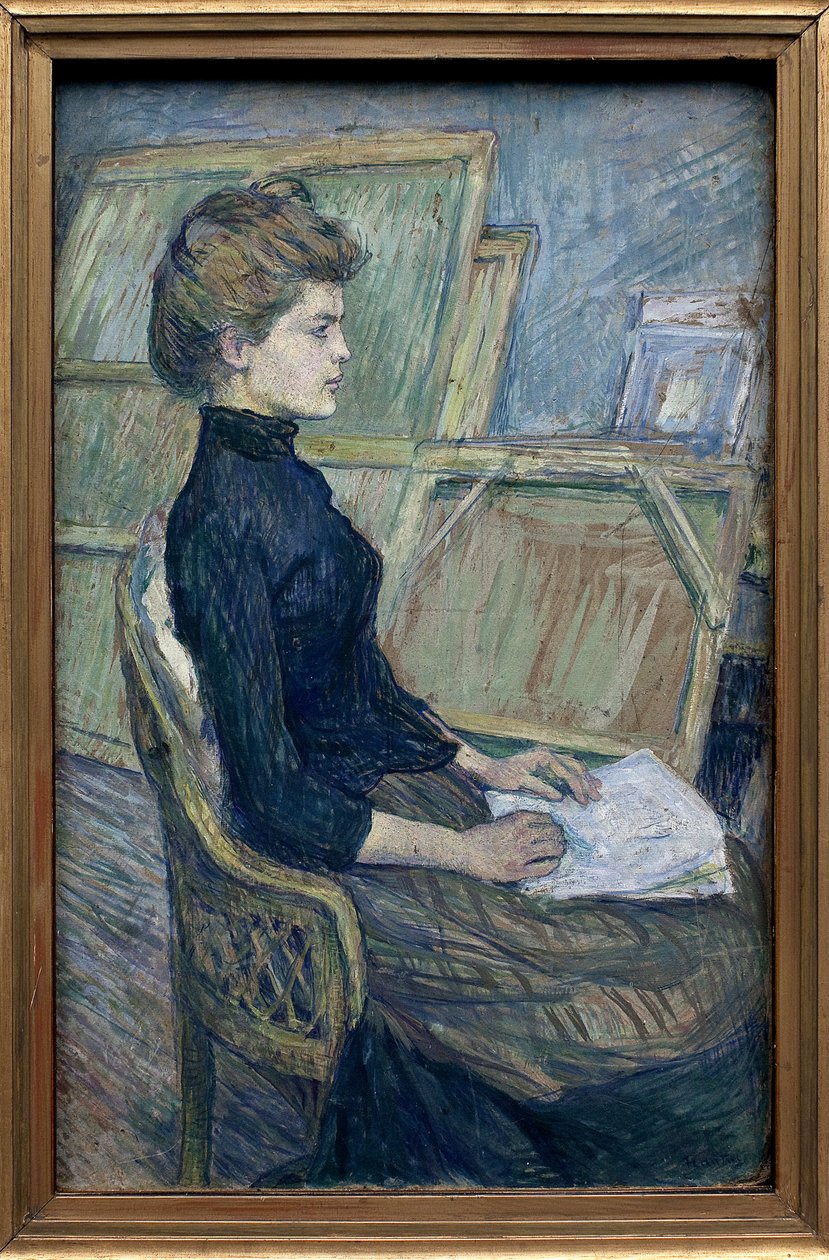 Mladá modelka Helene Vary v dílně. Umělecké dílo Henri de Toulouse Lautreca (1864-1901), olej na kartonu od Henri de Toulouse Lautrec