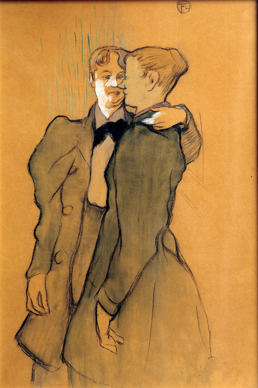 Dvě ženy vlající. Kresba Henri De Toulouse Lautreca (Toulouse-Lautrec od Henri de Toulouse Lautrec