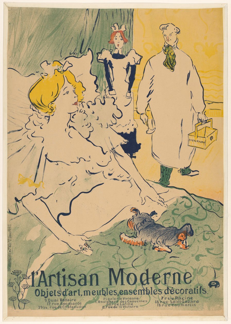 Žena v posteli je navštívena lékařem Řemeslně moderní. Umělecké předměty, nábytek, dekorační soubory (název na předmětu) od Henri de Toulouse Lautrec