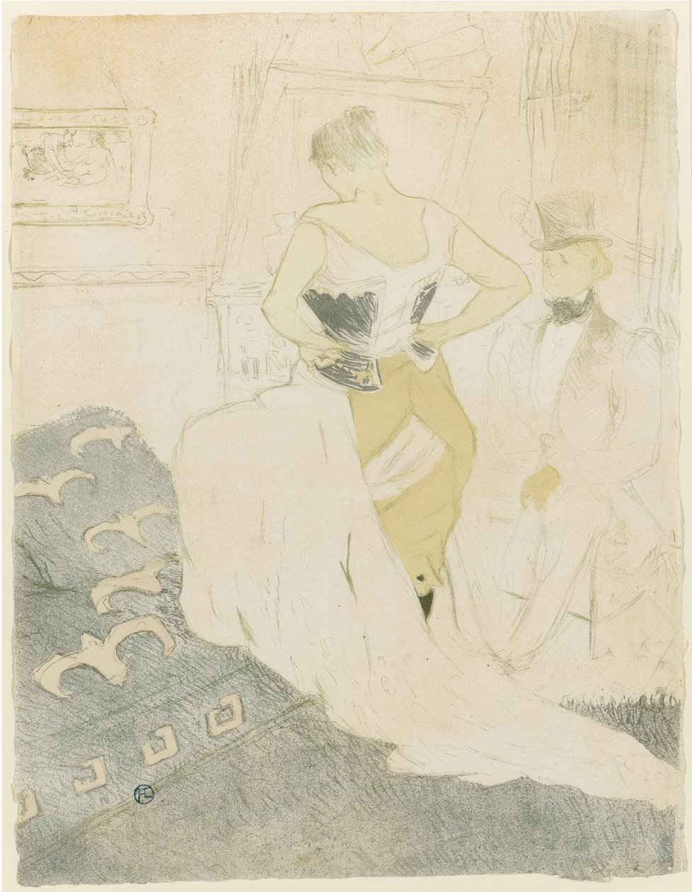 Žena si upravuje korzet, 1896 od Henri de Toulouse Lautrec